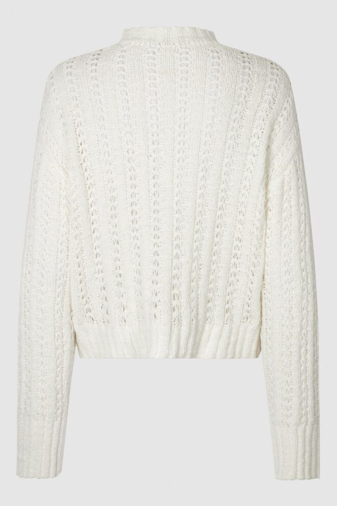 PULLOVER SHEFALL KNIT O-NECK SNOW WHITE