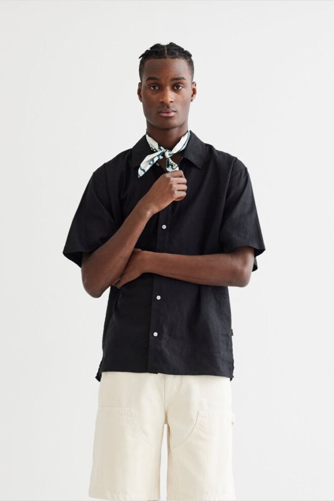 HEMD WBBANKS LINEN BLACK