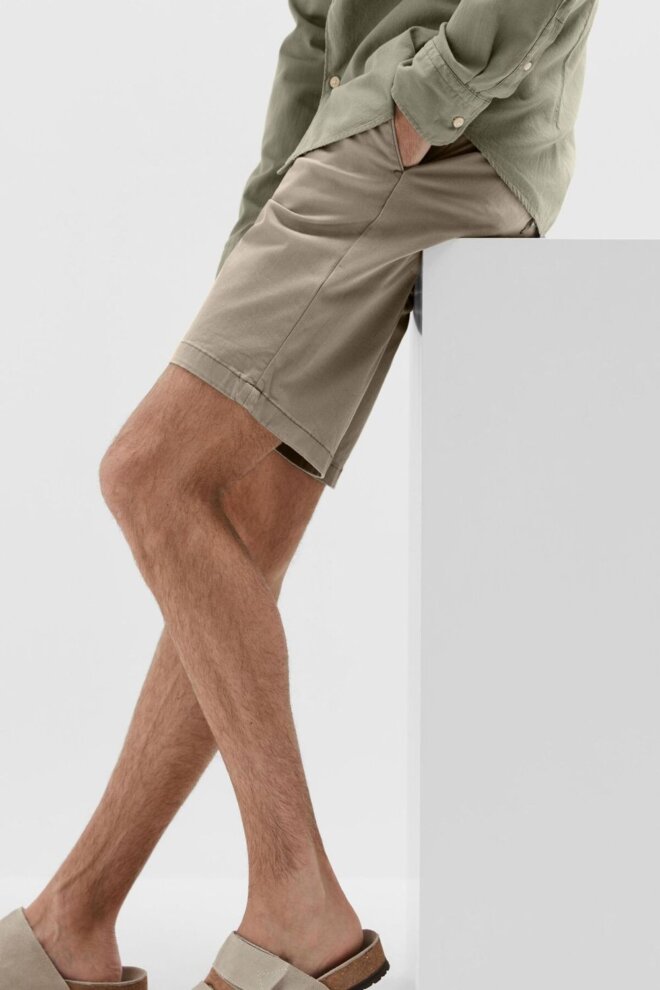 SHORT 16092329 SLHSLIM-MILES SHORT GREIGE