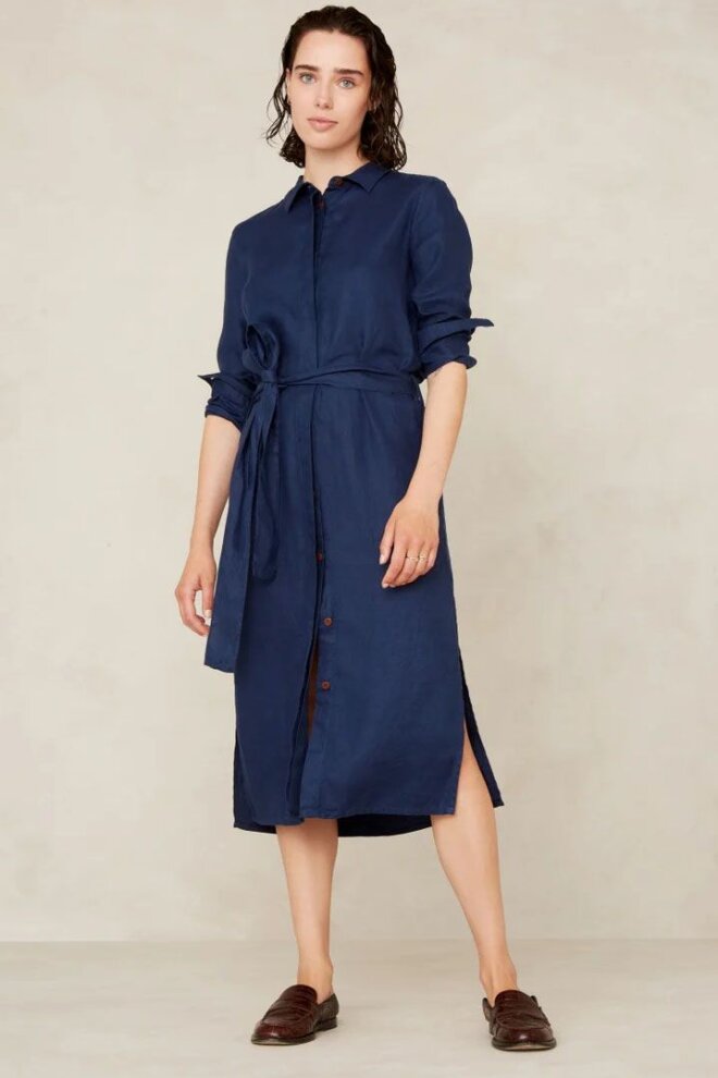 KLEID K230107001 MAGGY WORKER BLUE LINEN