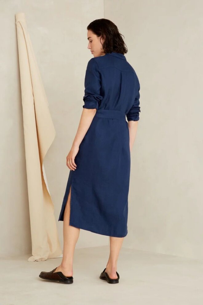KLEID K230107001 MAGGY WORKER BLUE LINEN