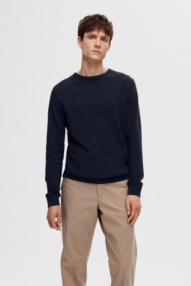 PULLOVER 16074682 SLHBERG CREW NECK NAVY BL