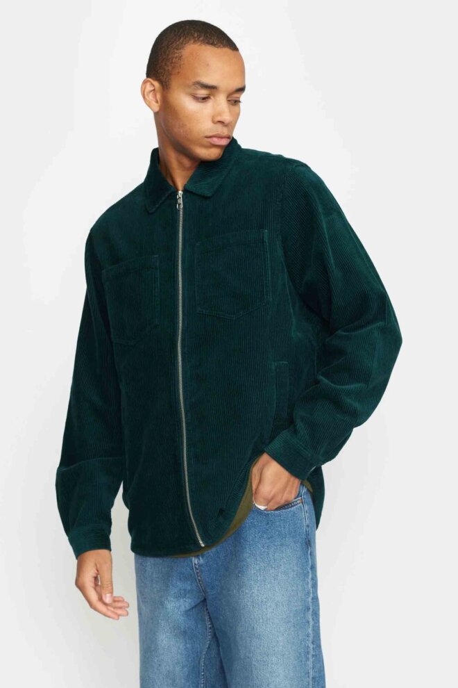 HEMD 3970 OVERSHIRT W. ZIPPER DARKGREEN