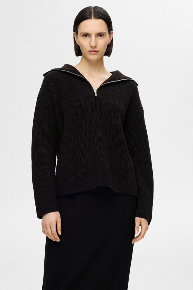 PULLOVER 16094278 SLFBLOOMIE LS KNIT BLACK