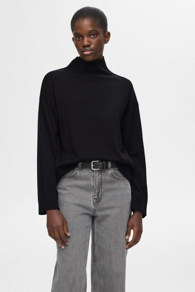 PULLOVER 16094693 SLFHELLA LS KNIT BLACK