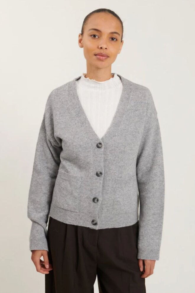 WESTE LISE POCKET CARDIGAN LIGHT GREY