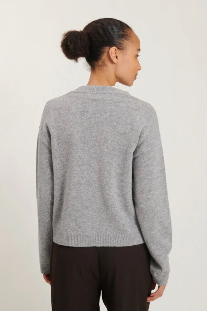 WESTE LISE POCKET CARDIGAN LIGHT GREY