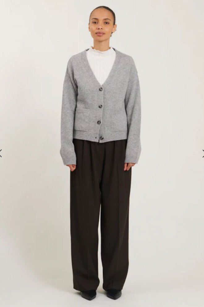 WESTE LISE POCKET CARDIGAN LIGHT GREY