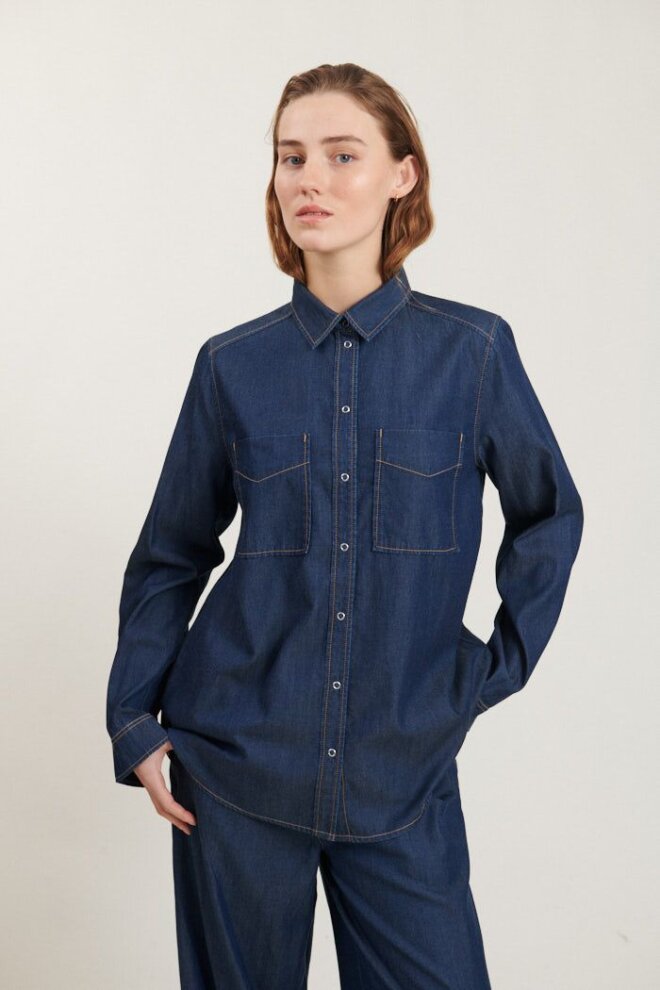 BLUSE BINE SHIRT MID BLUE