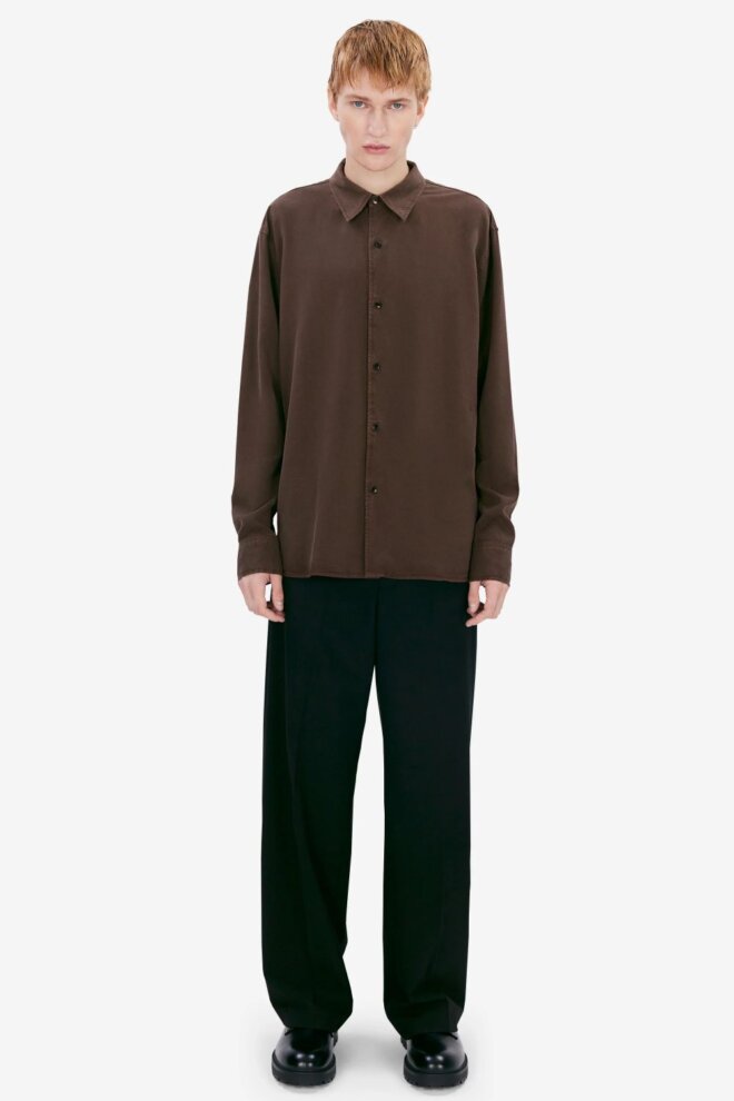 HEMD OSSIAN TENCEL DARK COFFEE