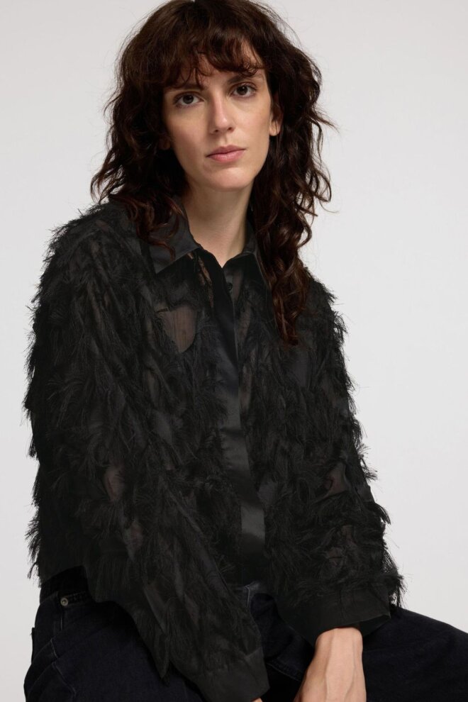 BLUSE 16095034 SLFLINE LS BLACK