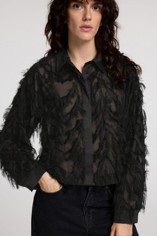 BLUSE 16095034 SLFLINE LS BLACK