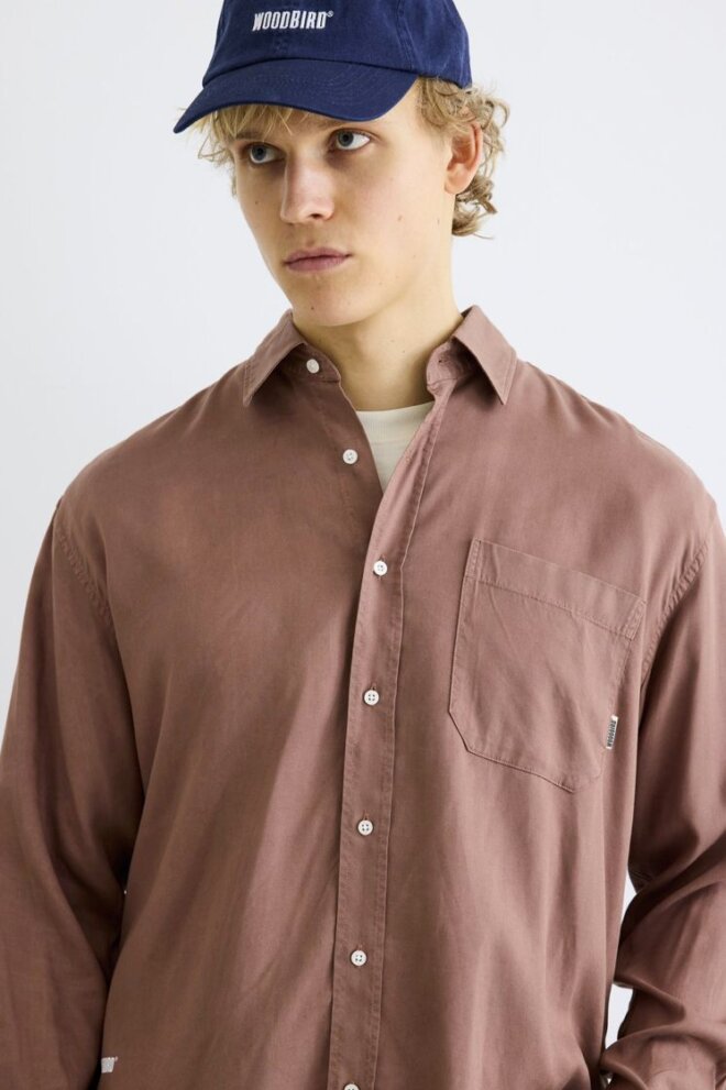 HEMD WBYUZO TENCEL SHIRT BURNT RED