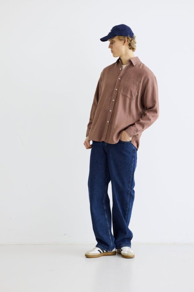 HEMD WBYUZO TENCEL SHIRT BURNT RED