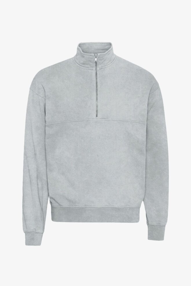 SWEATER ORGANIC QUARTER ZIP FADED GREY