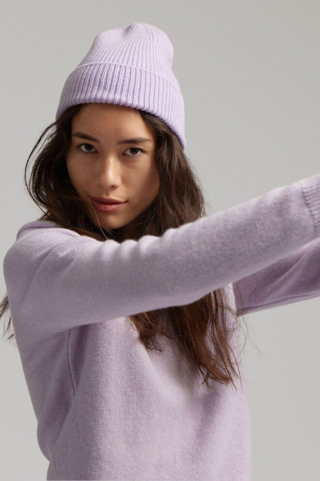 MÜTZE MERINO WOOL BEANIE SOFT LAVENDER