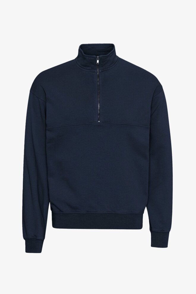 SWEATER ORGANIC QUARTER ZIP NAVY BLUE