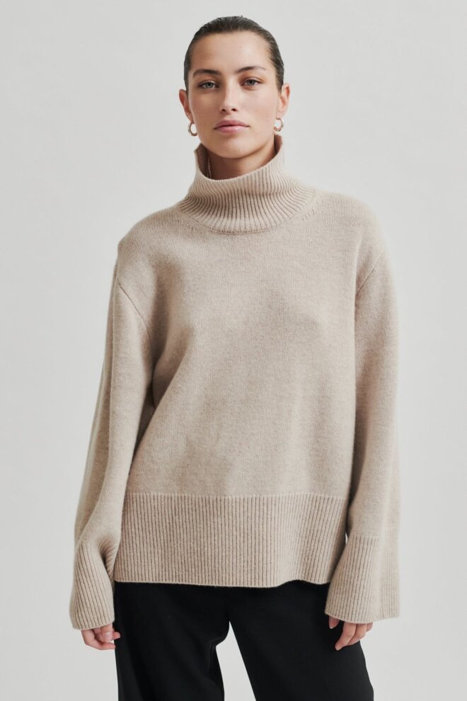 PULLOVER ALPHA KNIT T-NECK PUMICE STONE