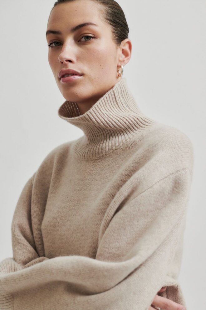 PULLOVER ALPHA KNIT T-NECK PUMICE STONE