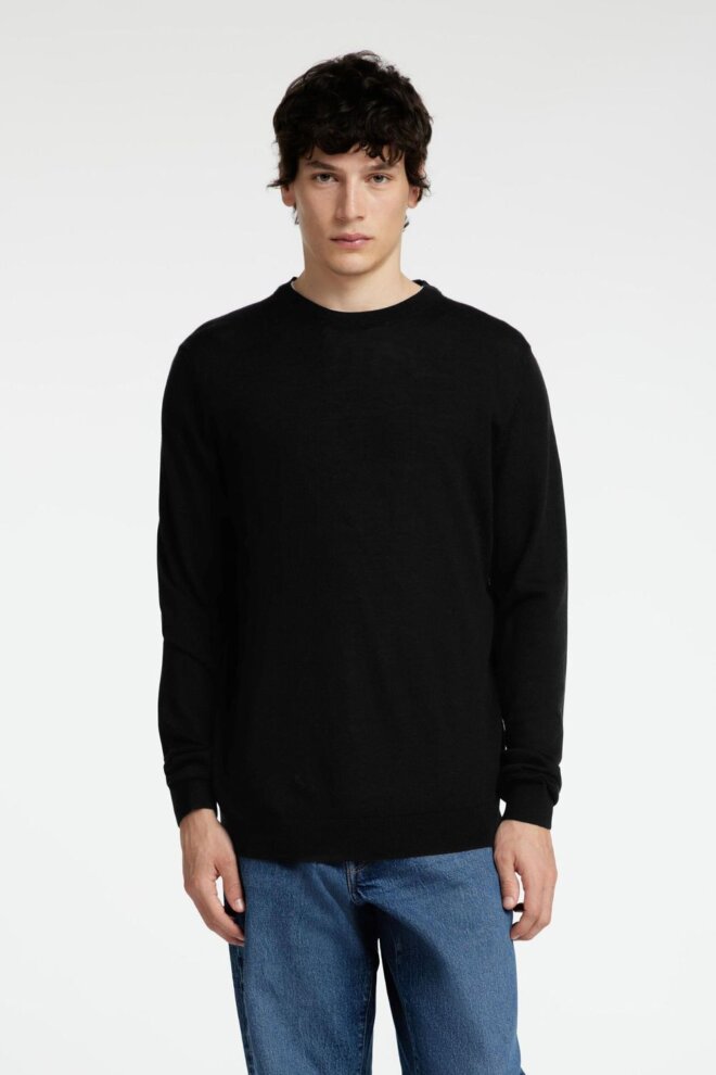 PULLOVER 16094647 SLHTRAY LS CREW NECK BLACK
