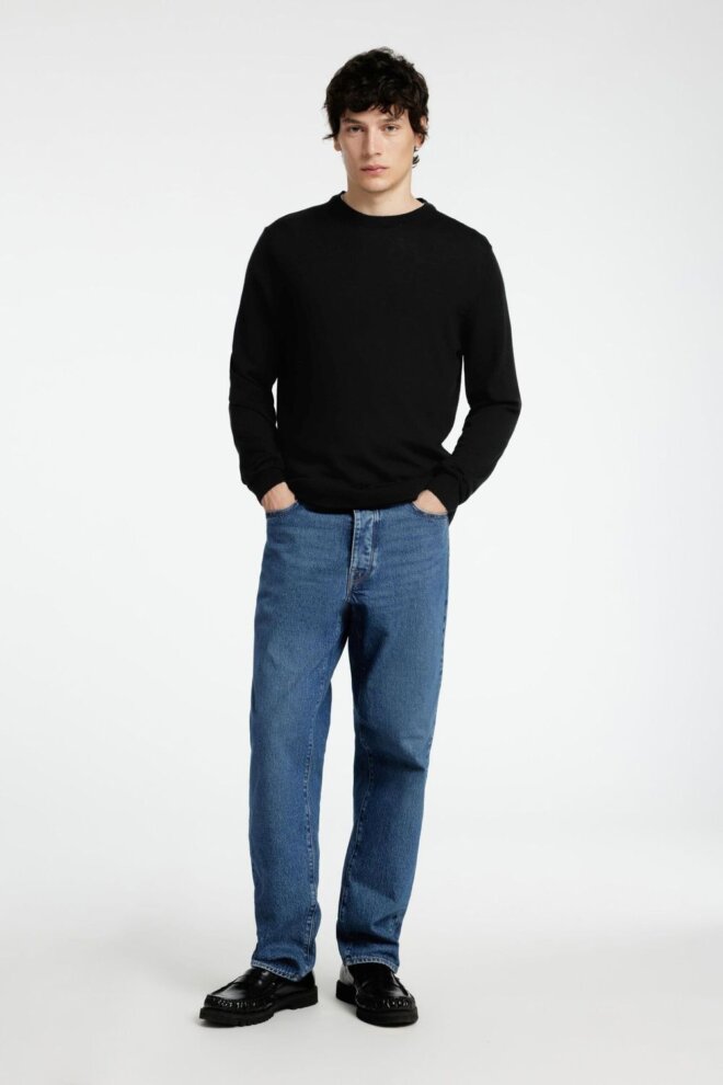 PULLOVER 16094647 SLHTRAY LS CREW NECK BLACK