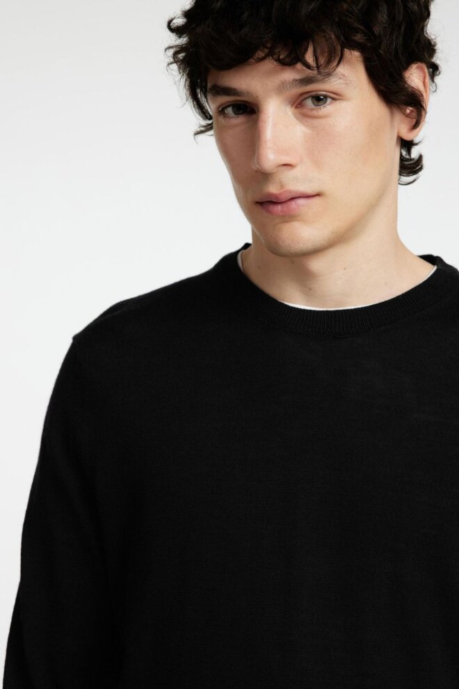 PULLOVER 16094647 SLHTRAY LS CREW NECK BLACK