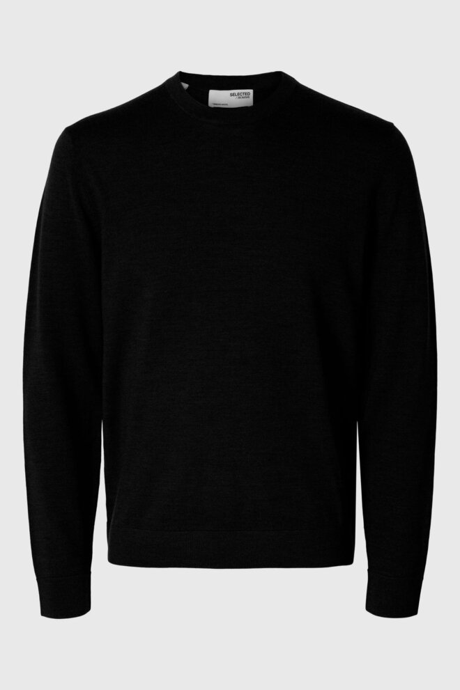 PULLOVER 16094647 SLHTRAY LS CREW NECK BLACK