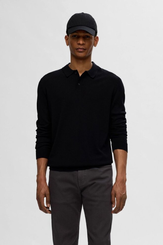 POLO 16094654 SLHTRAY LS POLO BLACK