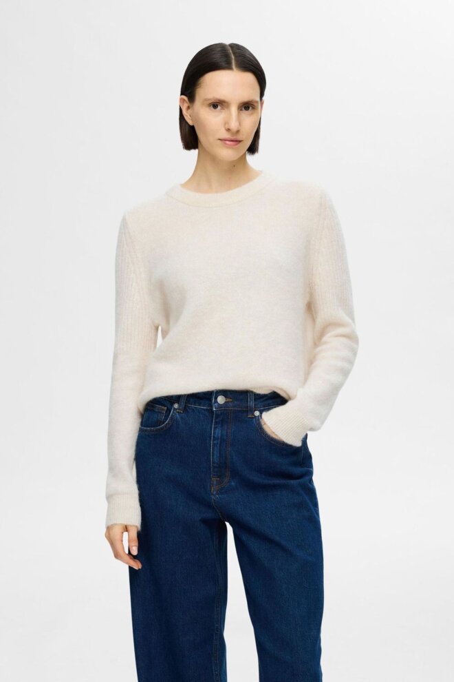 PULLOVER 16094157 SLFSIA RAS LS BIRCH