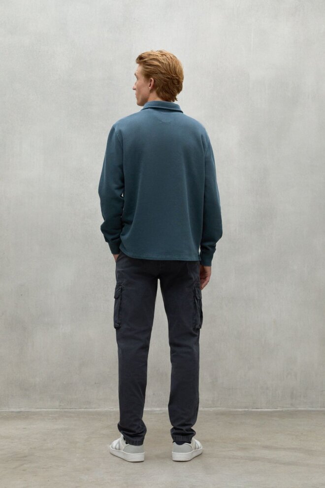 POLO LUCASALF LONG SLEEVE STEEL BLUE