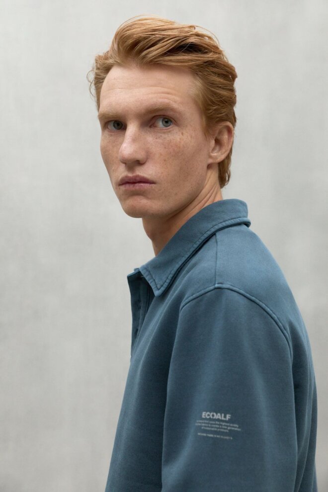 POLO LUCASALF LONG SLEEVE STEEL BLUE