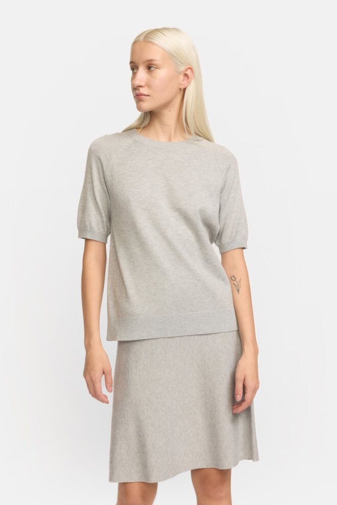 PULLOVER SRMARLA SS O-NECK KNIT LIGHT GREY