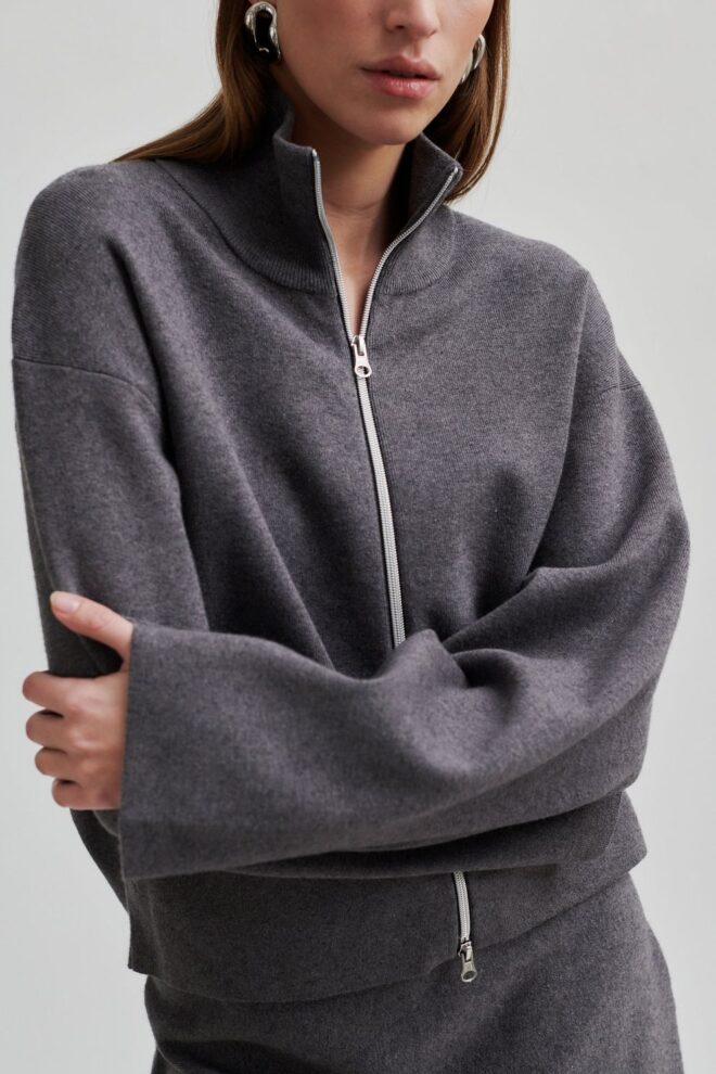 WESTE OPAYA KNIT ZIP GREY MELANGE
