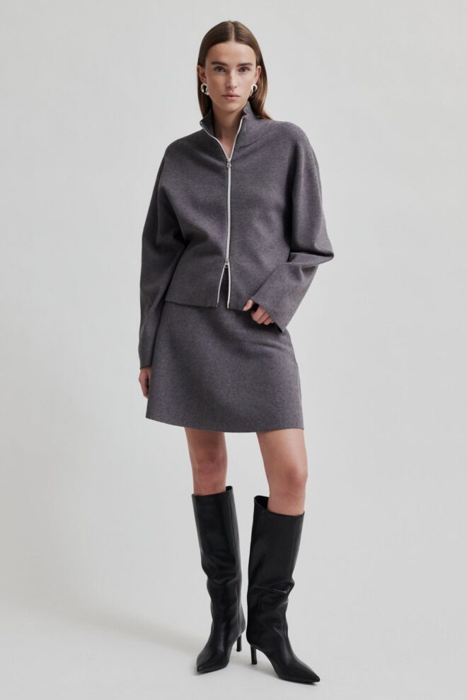 WESTE OPAYA KNIT ZIP GREY MELANGE