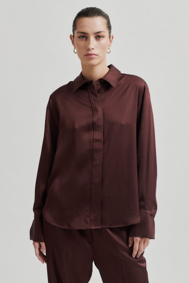 BLUSE LIVO CLASSIC SHIRT BITTER CHOCOLAT