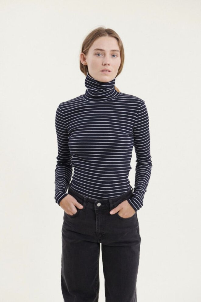 SHIRT LUDMILLA HIGH-NECK BLACK/BRIGHT