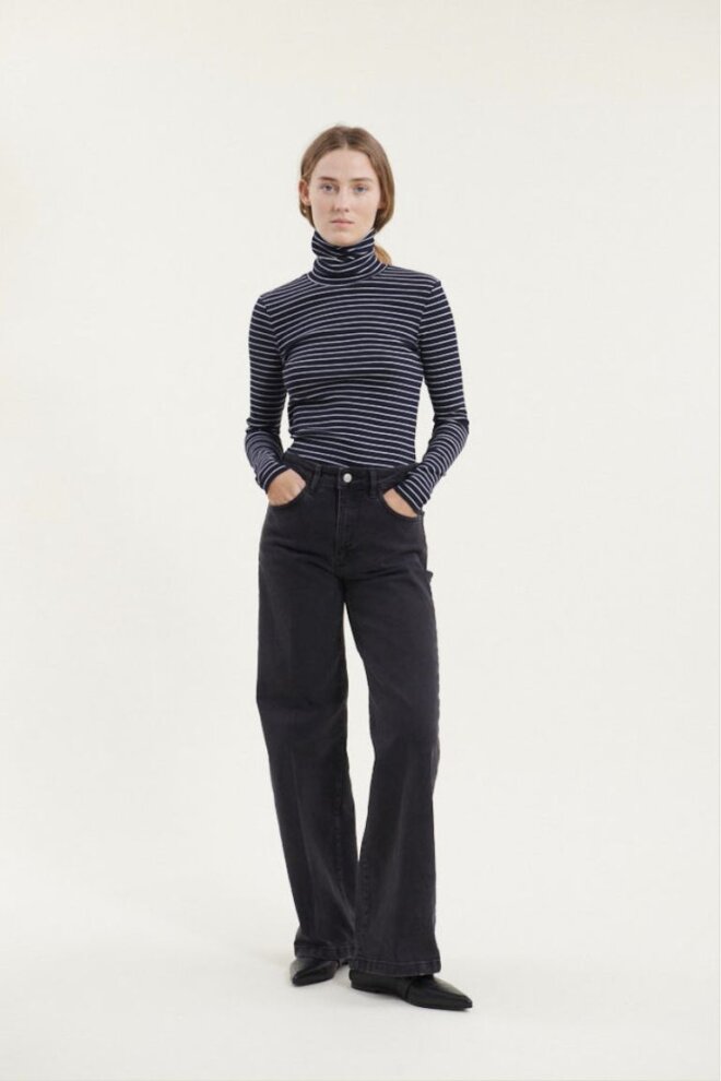 SHIRT LUDMILLA HIGH-NECK BLACK/BRIGHT