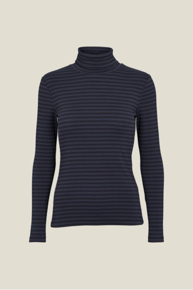 SHIRT LUDMILLA HIGH-NECK BLACK/NAVY