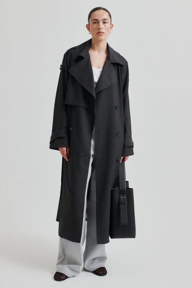 MANTEL ZOE TRENCHCOAT DARK GREY MELANGE