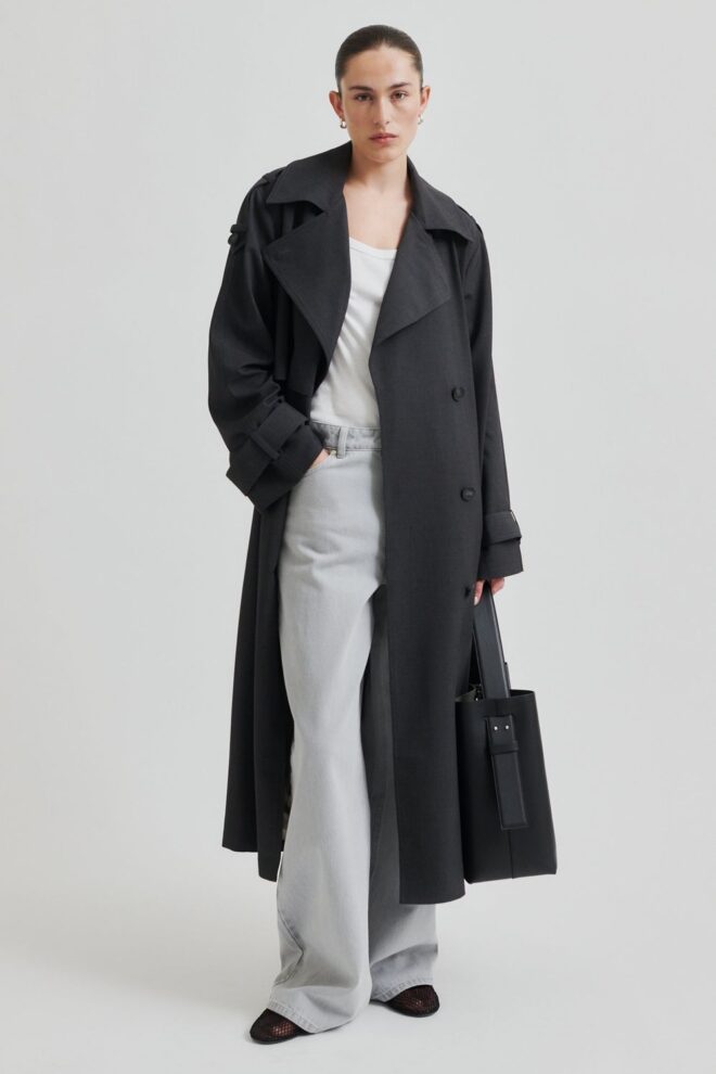 MANTEL ZOE TRENCHCOAT DARK GREY MELANGE