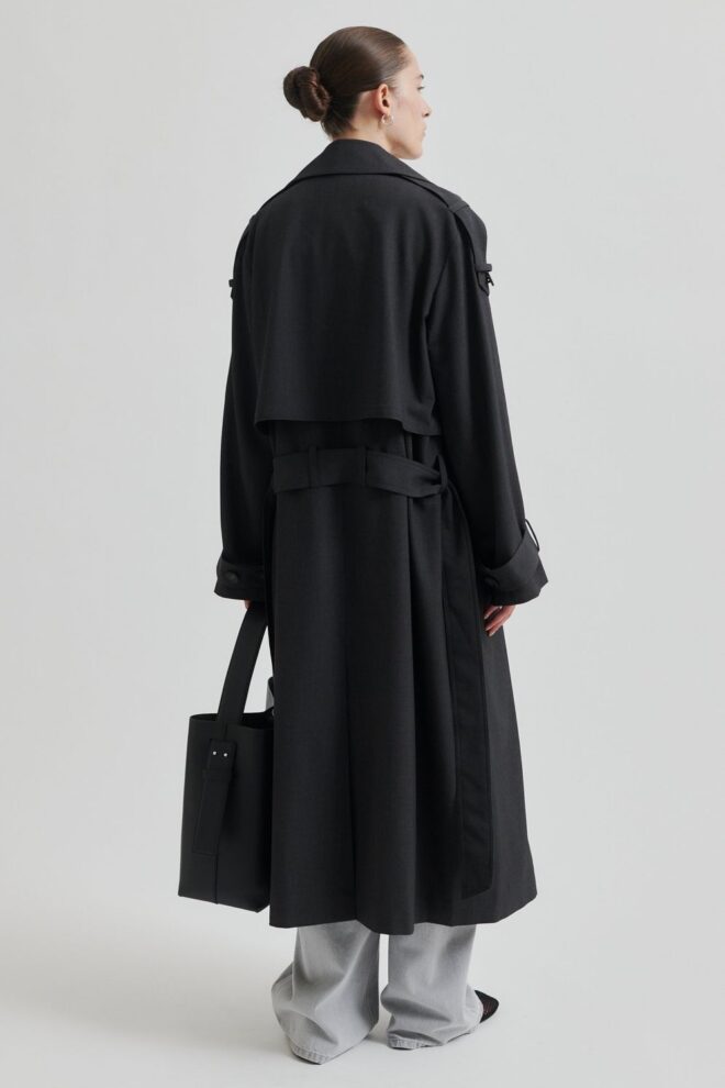 MANTEL ZOE TRENCHCOAT DARK GREY MELANGE