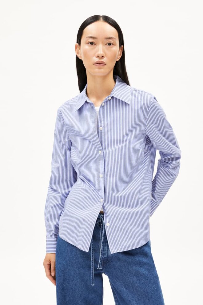 BLUSE 30006978 LOUILAA STRIPED 3083 WHITE