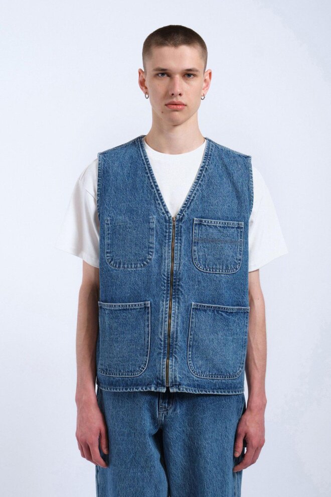 GILET DENVER WORKER VEST STREAM SKY RETRO