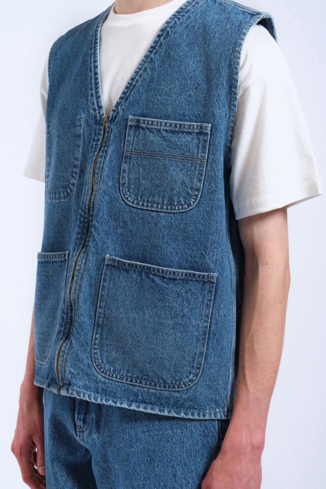 GILET DENVER WORKER VEST STREAM SKY RETRO