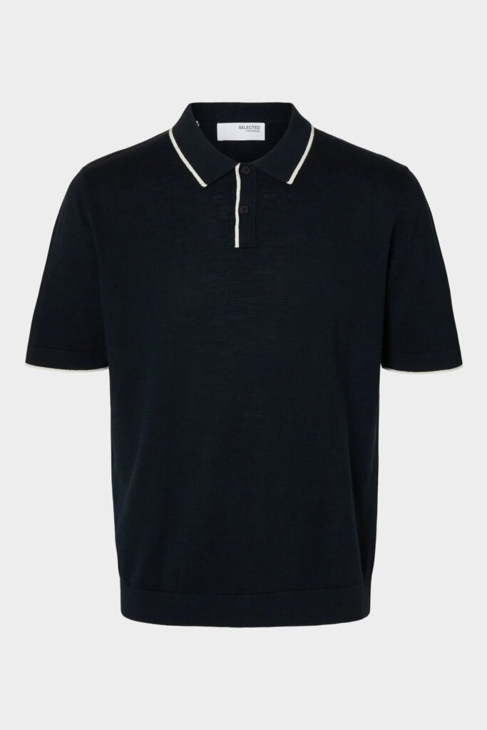 POLO 16096391 SLHMATTIS SS KNIT POLO SKY