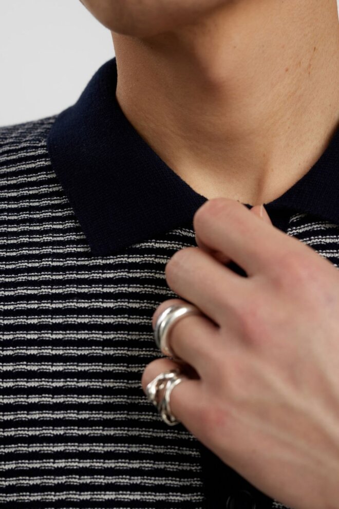 SHIRT AKSVEND KNIT STRUCTURE SKY CAPTAIN