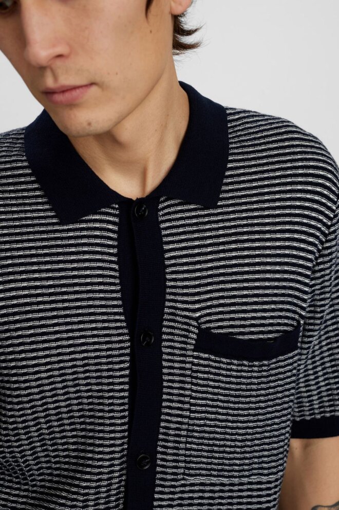 SHIRT AKSVEND KNIT STRUCTURE SKY CAPTAIN