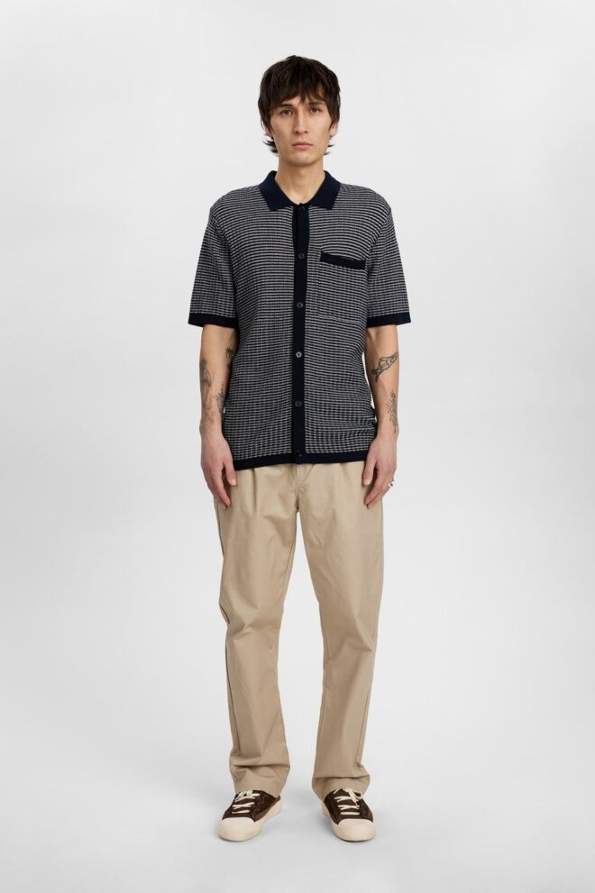SHIRT AKSVEND KNIT STRUCTURE SKY CAPTAIN