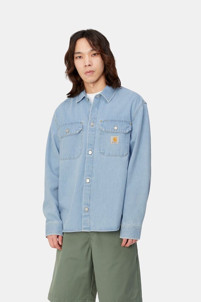 HEMD HARVEY SHIRT BLUE STONE BLEACHED