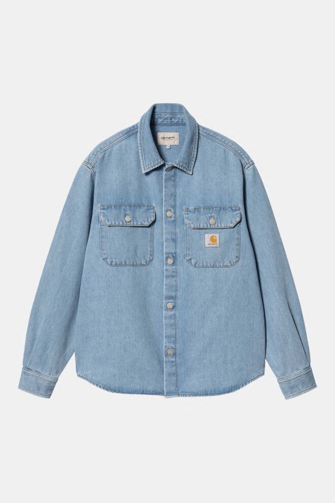 HEMD HARVEY SHIRT BLUE STONE BLEACHED